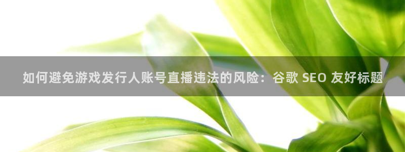 新城平台在线登陆：如何避免游戏发行人账号直播违法的风险：谷歌 SEO 友好标题